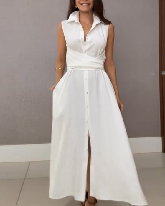 Hemdkleid ärmellos Revers