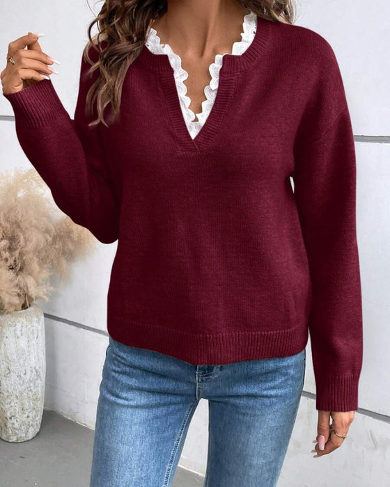 Nawarat Strickpullover Mit Spitze