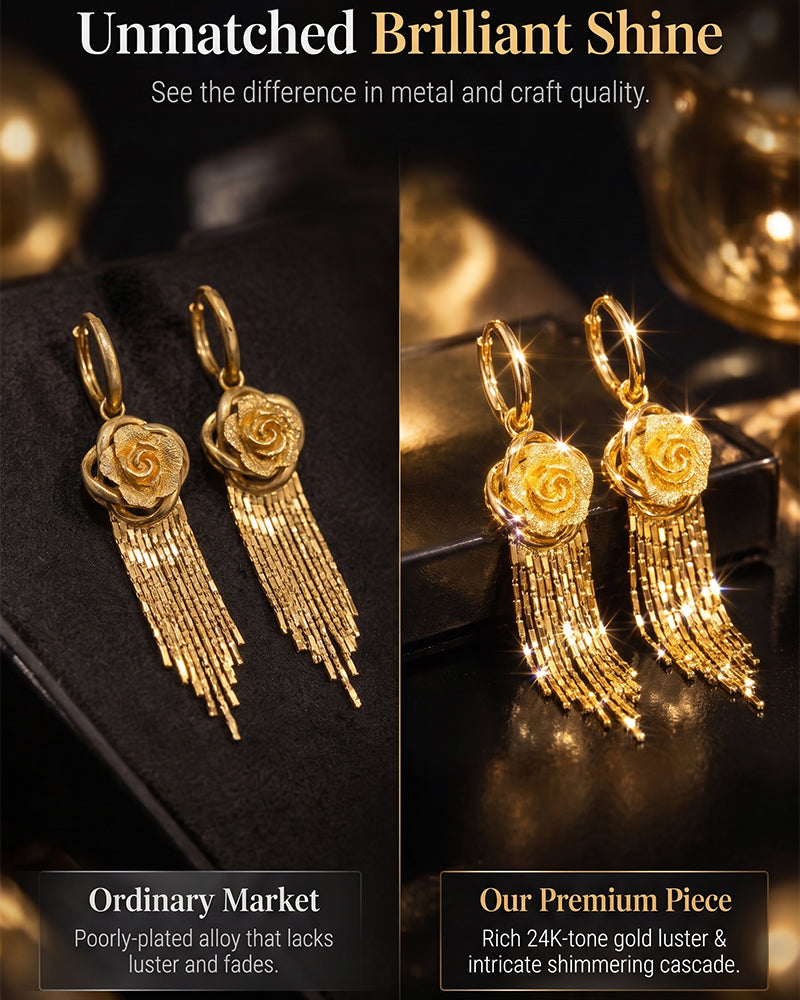Goldblumen-Ohrringe Mit Quasten
