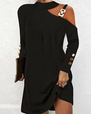 Kleid Kalt Schulter Metall Schnalle