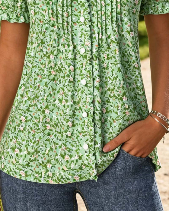 Bluse V-Ausschnitt Blumenprint