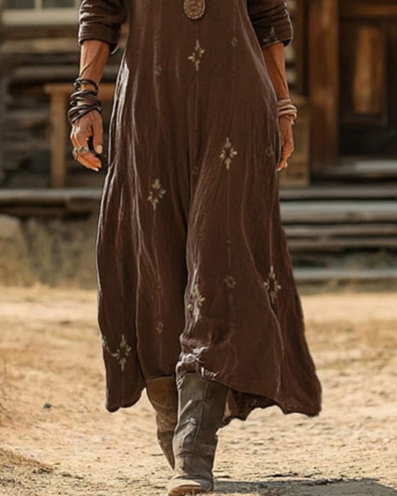 Kleid Vintage V-Ausschnitt Maxi