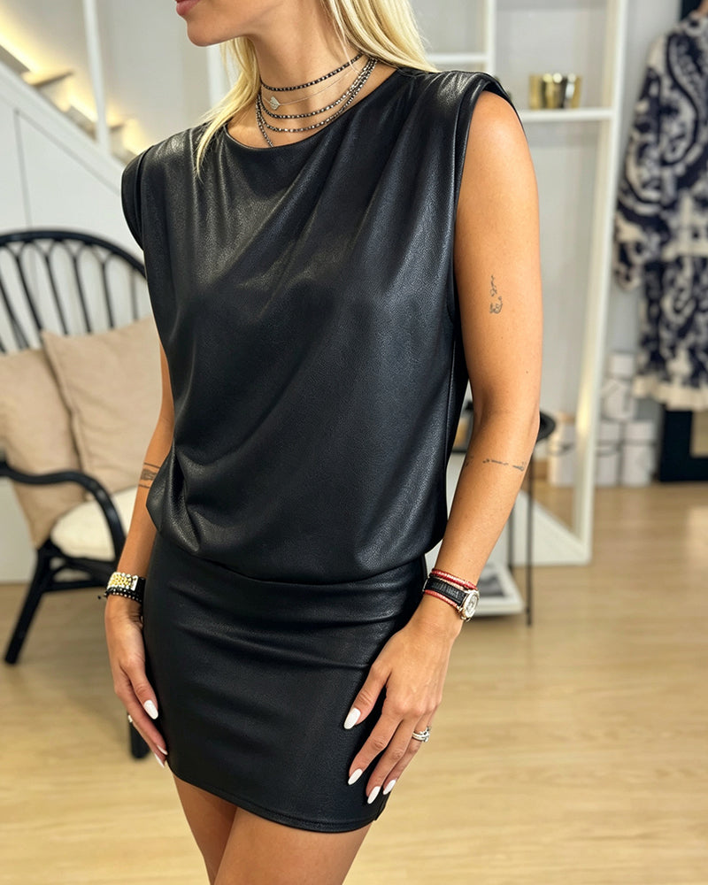 Kleid Ärmellos Lässig Einfarbig
