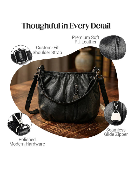 Handtasche Casual Gefaltet Eimer Weiches Leder