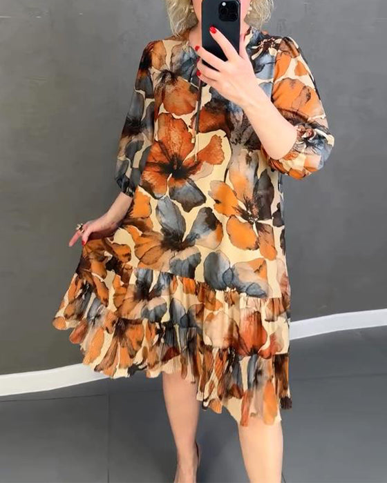 Kleid Vintage Blumenmuster Rüsche