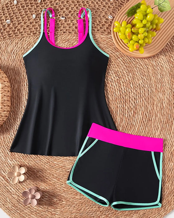 Tankini Farbkontrast U Ausschnitt Halter