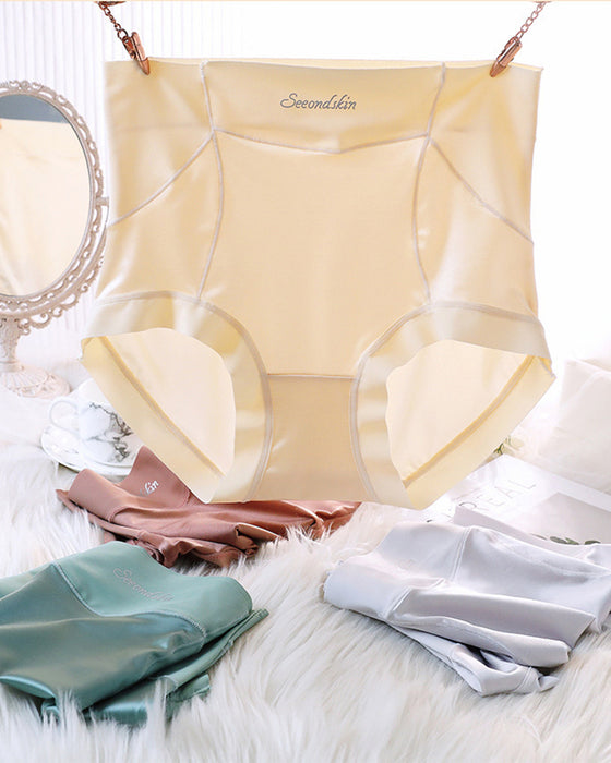 Damen hohe Taille Eisseide Satin nahtlose sexy Slip mit Po-Lift und Bauchkontrolle