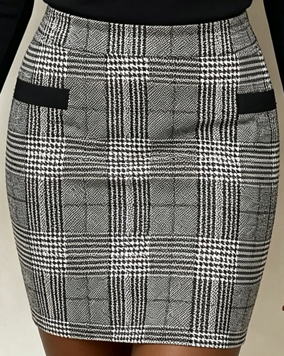 Kleid Karo Lässig Langarm