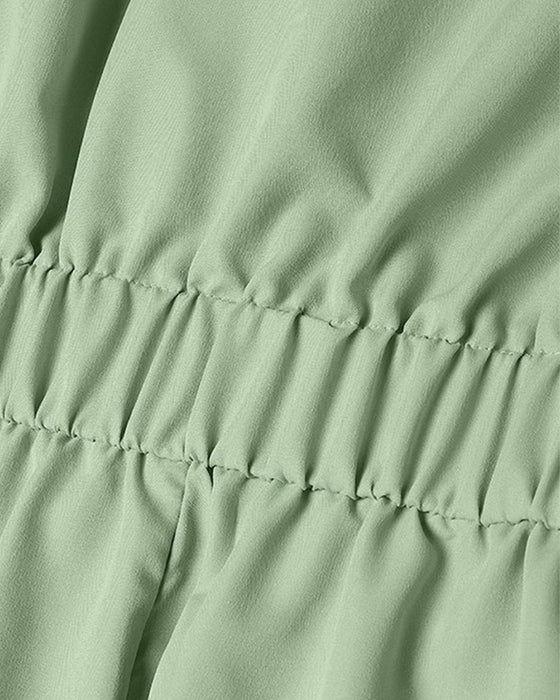 Kleid A-Linie Bindung Hohe Taille Knopf