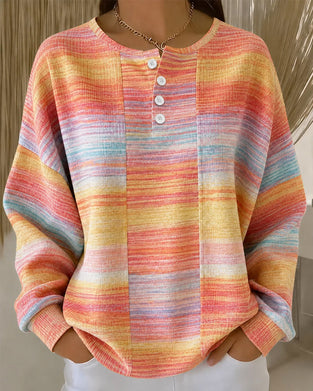 Sweatshirt Rundhals Knopf Ombre