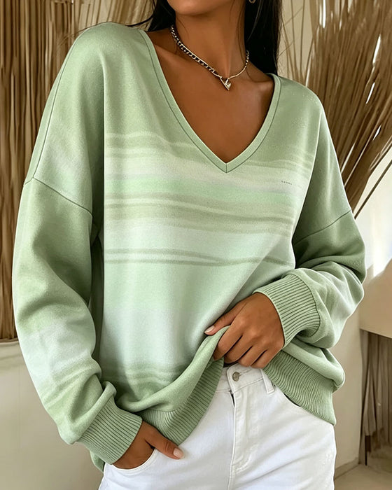 Sweatshirts V-Ausschnitt Langarm Ombre