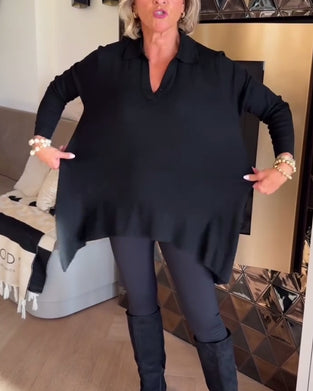 Unregelmäßiger Revers Langarmtop