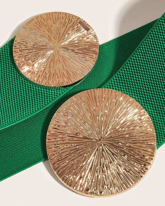 Damen Vintage elastischer Gürtel mit goldener Schnalle