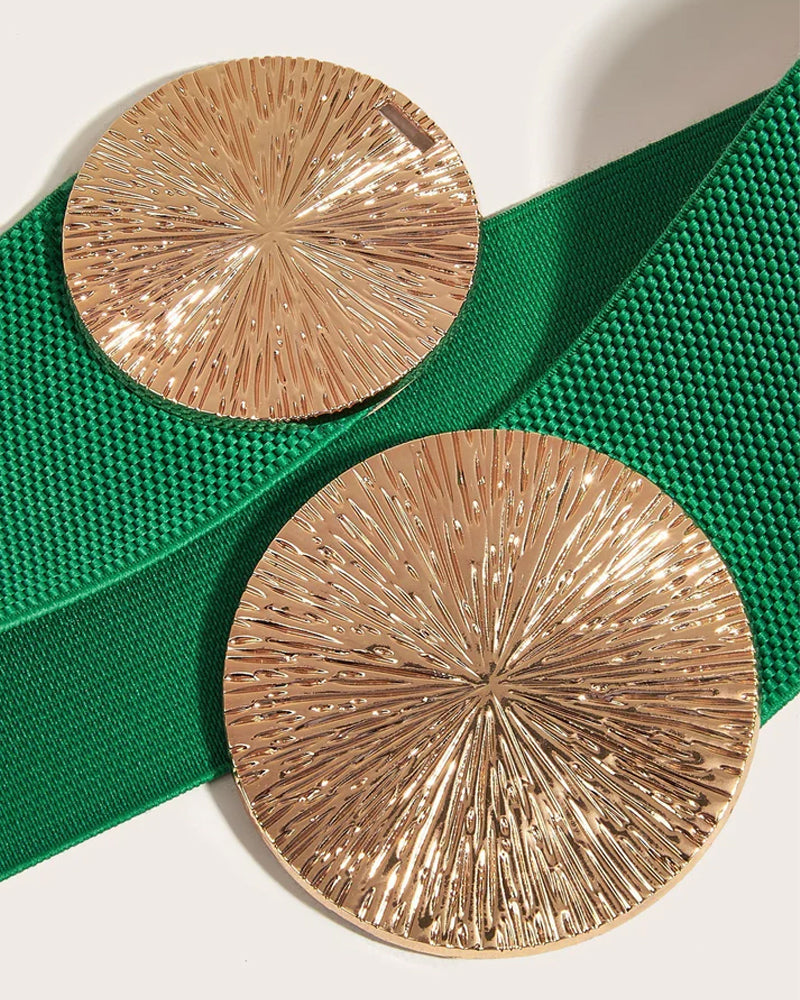 Damen Vintage elastischer Gürtel mit goldener Schnalle