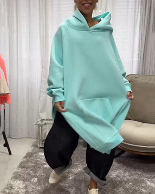 Lockere Kapuzenpullover mit Schlitz und langen Ärmeln