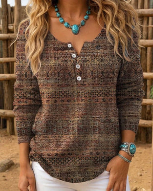 Top Mit Vintage-Stil, Lockerer Atmosphäre Und Knöpfe Detail