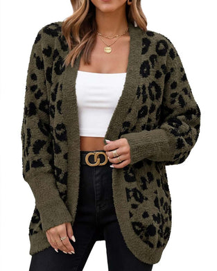Cardigan Locker Leopardenmuster Langarm