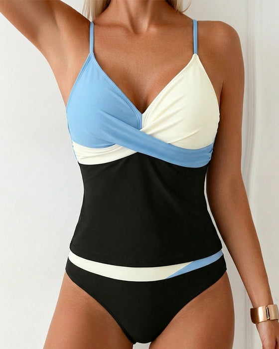 Tankini Hohe Taille Farbblock