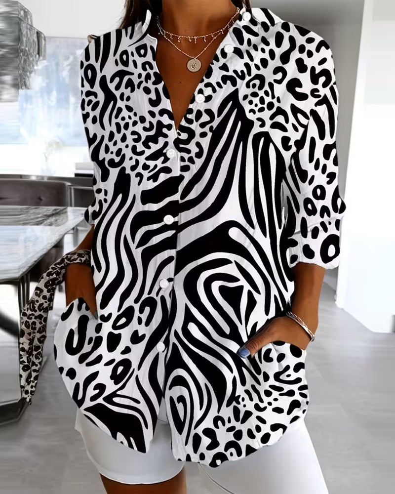 Hemd Leopardenmuster und Zebra Patchwork