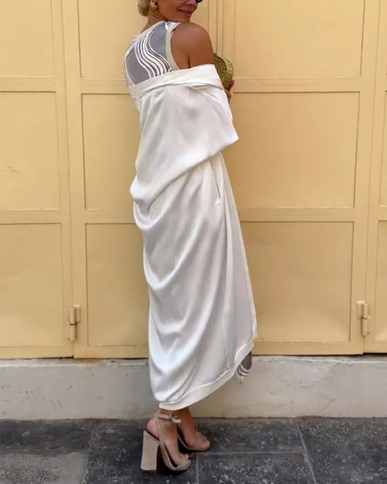 Setzen Mantel Weste Modedruck Kleid Zwei Teile
