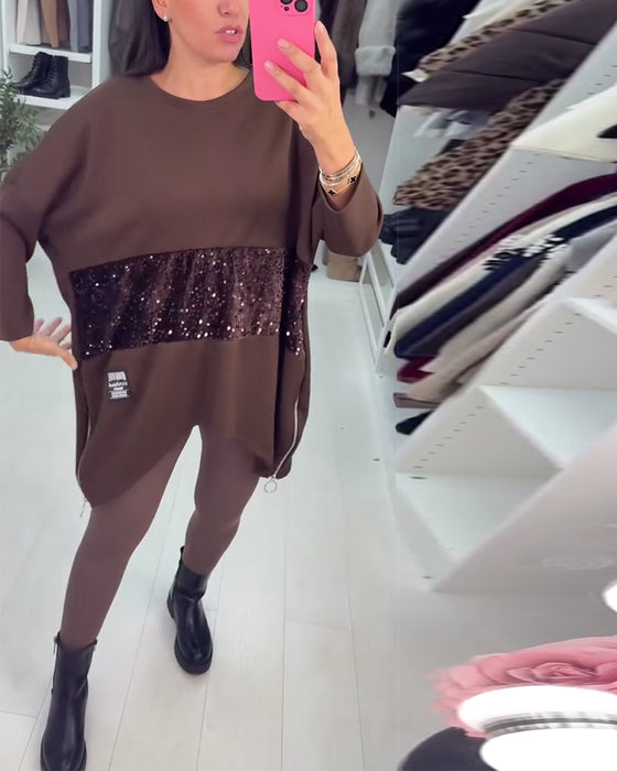 Weiter oversized Sweatshirt mit Pailletten