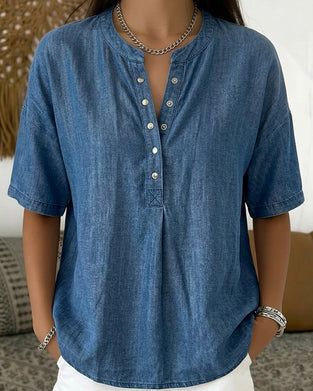 Hemd Denim Knopfleiste Kurzarm