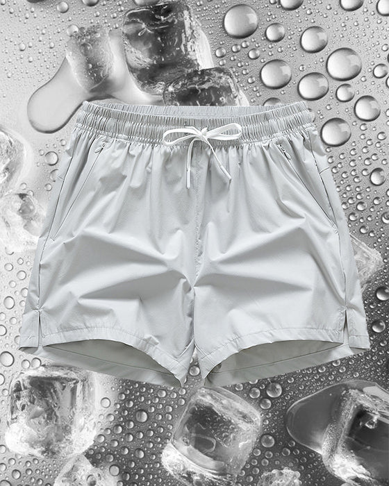 Shorts Männer Elastischer Bund Tasche Schnelltrocknend Eis-Seide Sport