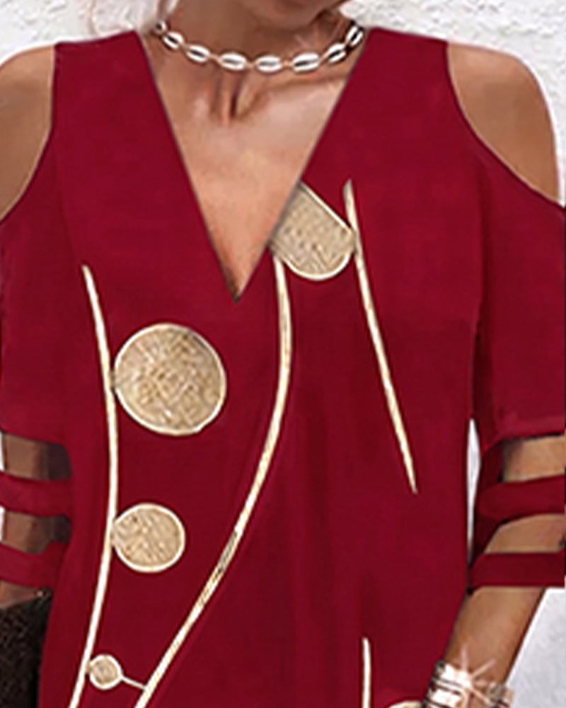 V-Ausschnitt-Off-Shoulder-Kleid Mit Spitzeneinsatz