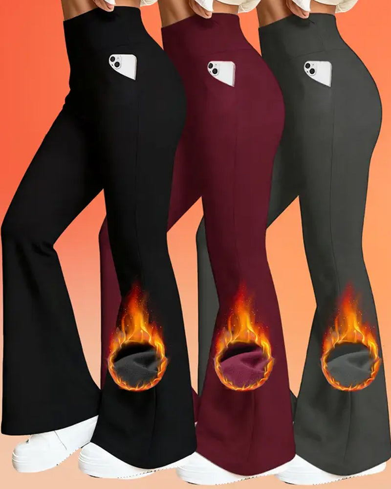 Gebürstete Fleece ausgestellte Yoga-Hosen