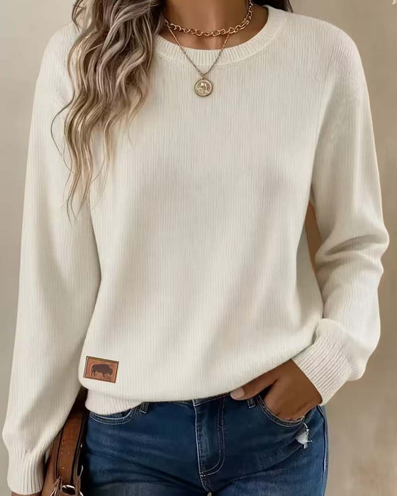 Pullover Rundhals Langarm Gestrickt