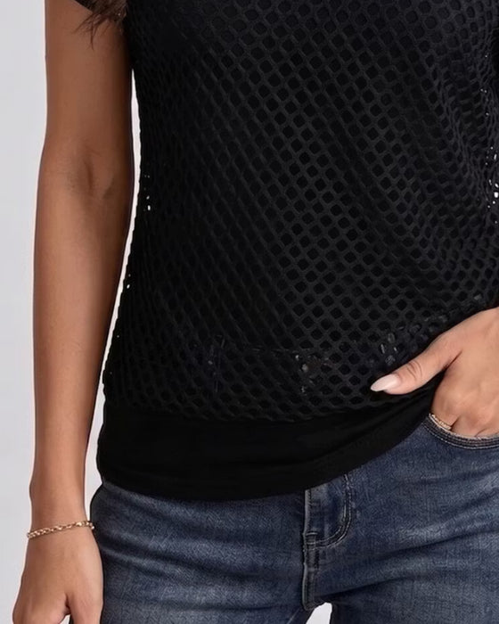 Set Mesh Off-Shoulder Tailliert Tank