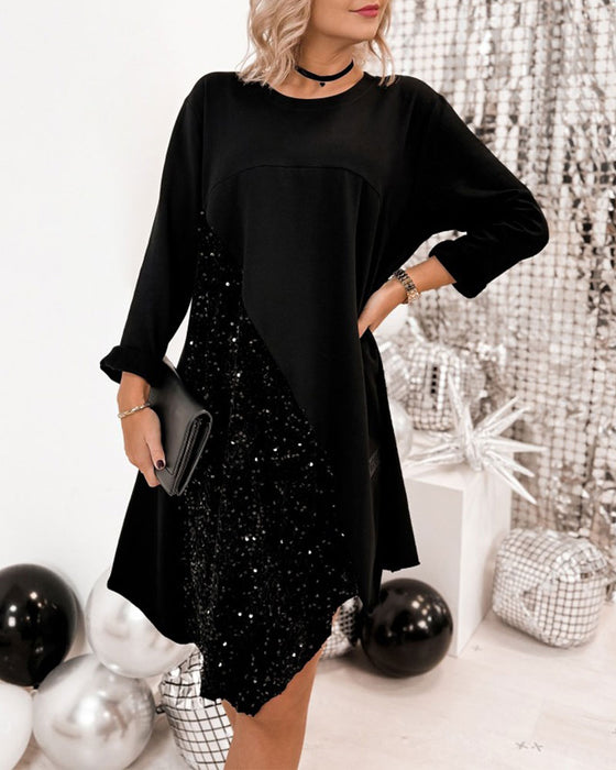 Kleid Rundhals Unregelmäßig