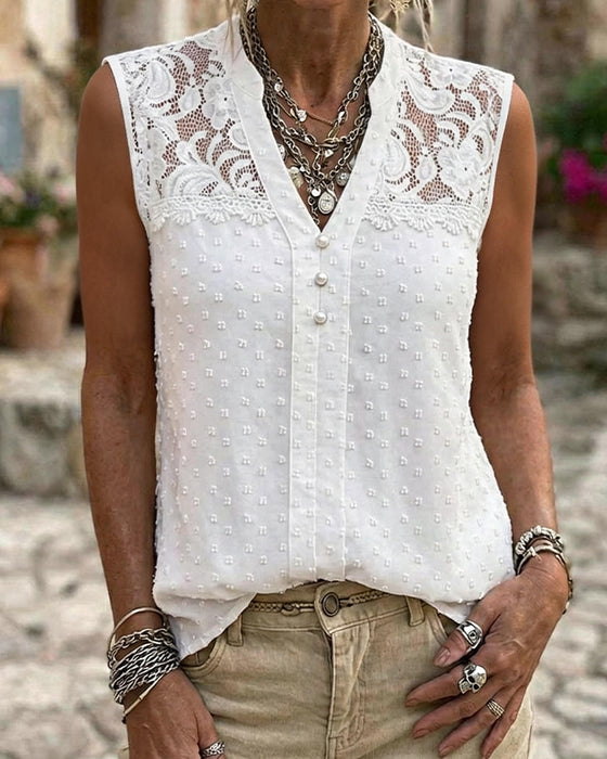 Tank Top Spitze Jacquard Ärmellos