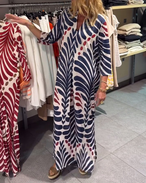 Kleid Temperamentvoll Halbärmel Druck