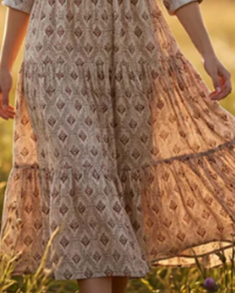 Kleid Vintage V-Ausschnitt Geblümt