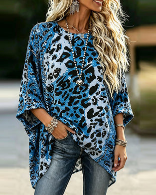 Bluse Ombre Leopard Rundhals