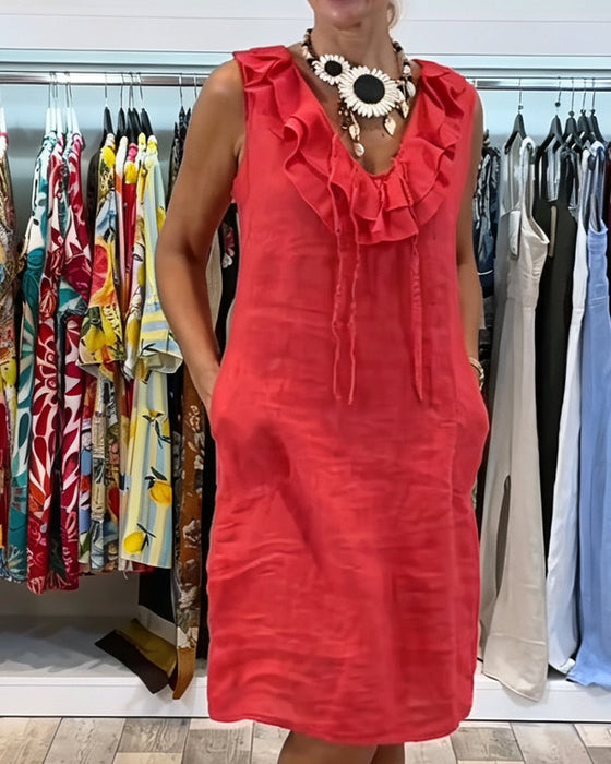 Kleid Rüsche Ärmellos Lässig