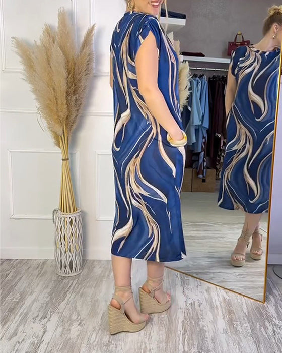 Kleid Vergoldet Fließendes Muster Säule