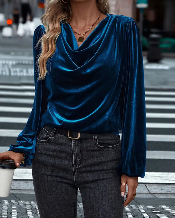 Bluse modisch und elegant mit Drapékragen