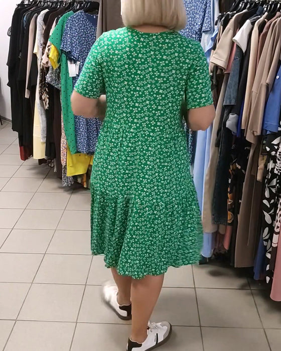Kleid Blumig Druck Krawatte Vorne