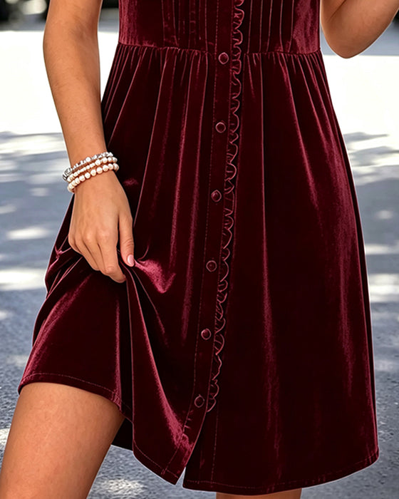 Kleid V-Ausschnitt Puffärmel Gerafft