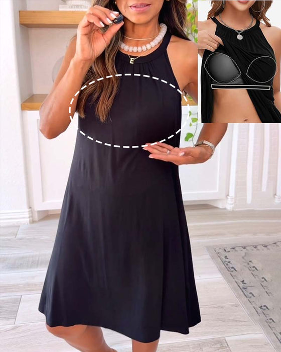 Kleid Lässig Träger Uni Farbe