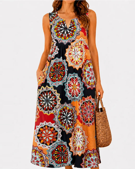 Kleid Hohe Taille Lässig Ärmellos
