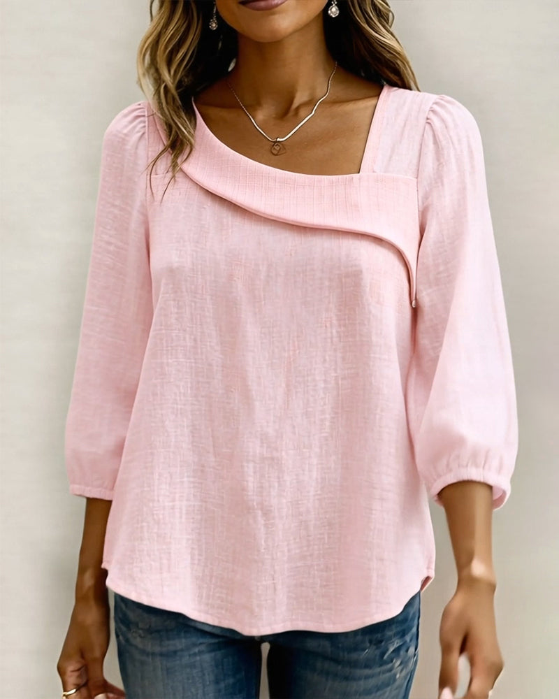 Bluse Unifarben Dreiviertelarm