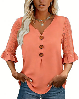 Bluse Rüsche Hohl Aus Patchwork