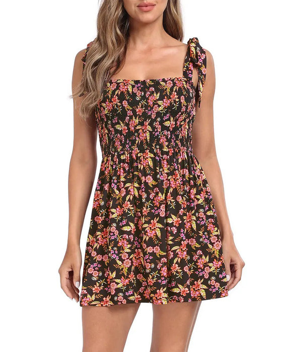 Kleid Damen Blumig Mini Mit Integrierten Shorts