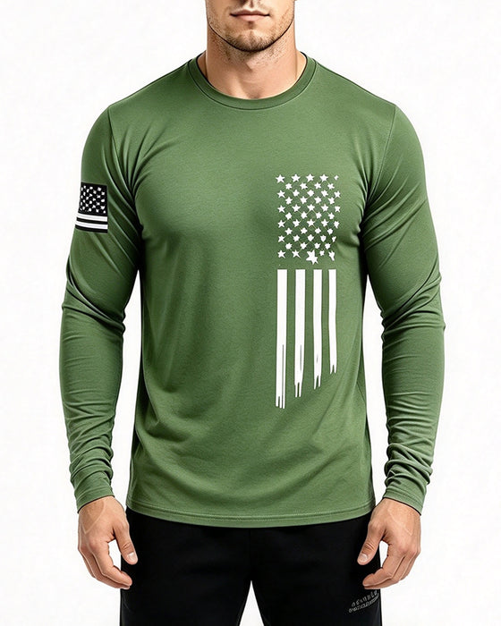 Top Herren Nationalflagge Druck Langarm