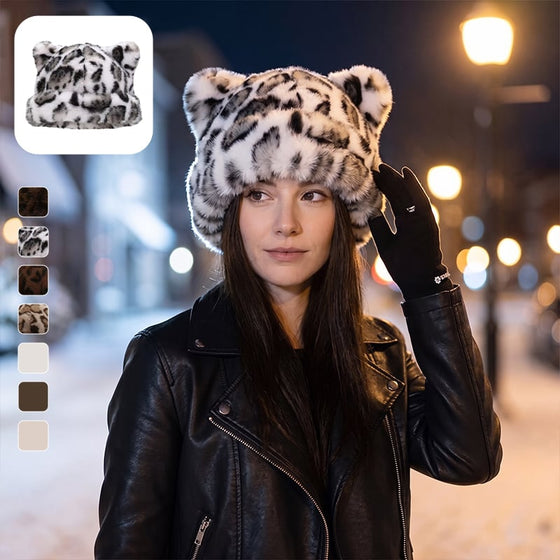 Hut Leopardenprint Plüsch Katzenohr