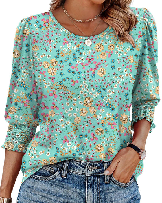 Bluse Puffärmel Bedruckt