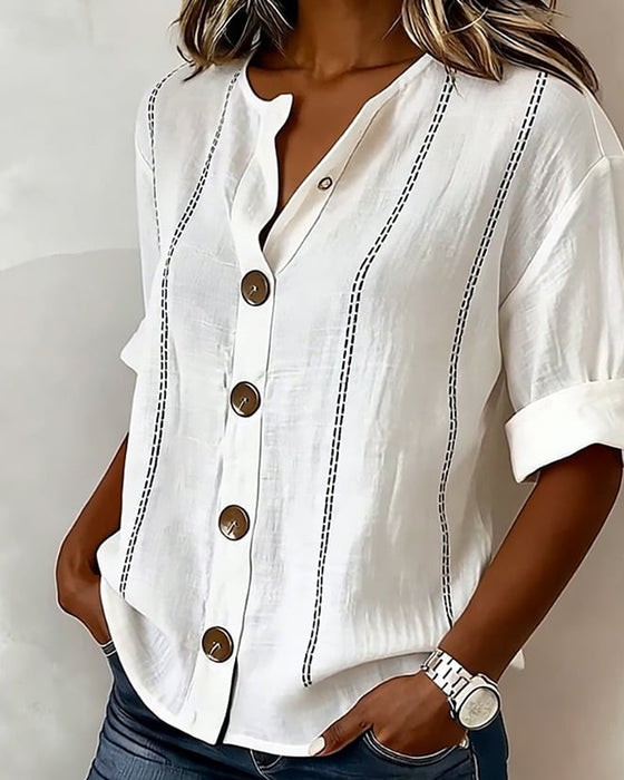 Bluse Kurzarm Knopfleiste